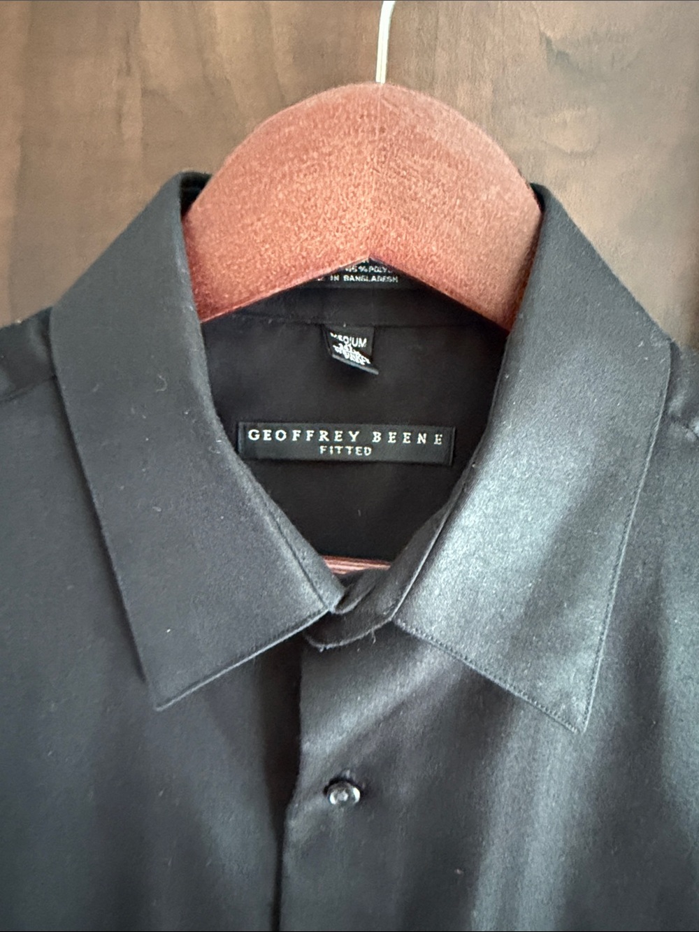 Geoffrey Beene Fitted Men's Black Dress Shirt - Satin Finish